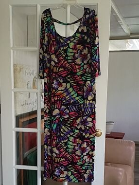 Midnight Velvet Black Maxi Dress with Vibrant Rainbow Floral Print
